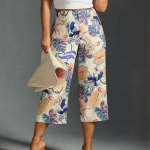 Anthropologie Colette Crop Linen Pants: Sarah Gordon Artist Edition Size 22W